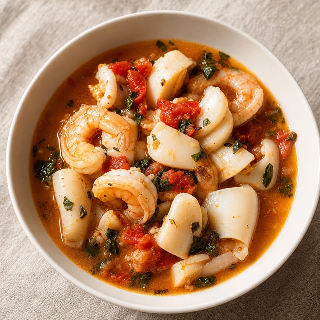 CALDO DE PESCADO CON CAMARÓN.